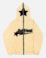 Bad Friend Full Zipper Hoodie Beige/Black