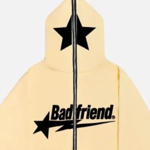 Bad Friend Full Zipper Hoodie Beige/Black