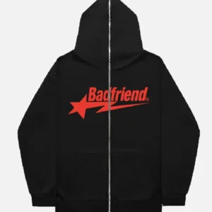 Bad Friend Full Zipper Hoodie Black/Red