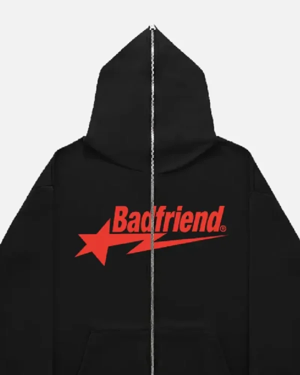 Bad Friend Full Zipper Hoodie Black/Red