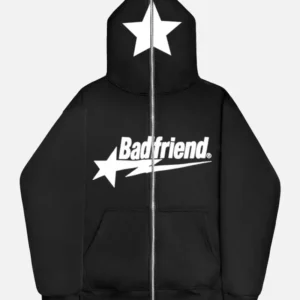 Bad Friend Full Zipper Hoodie Black/White