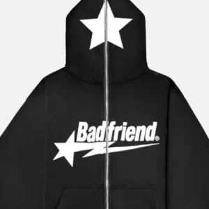 Bad Friend Full Zipper Hoodie Black/White