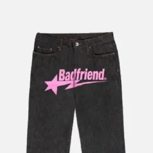 Bad Friend Latter Printed Jeans Black