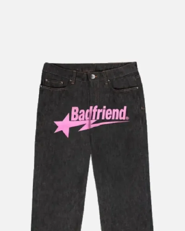 Bad Friend Latter Printed Jeans Black