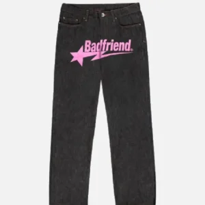 Bad Friend Latter Printed Jeans Black