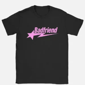 Bad Friend Letter Print Shirt Black/Pink