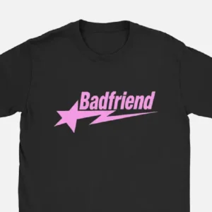 Bad Friend Letter Print Shirt Black/Pink