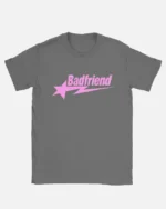 Bad Friend Letter Print Shirt Dark Grey/Pink