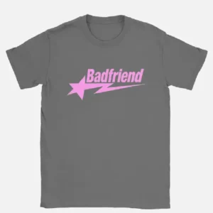 Bad Friend Letter Print Shirt Dark Grey/Pink