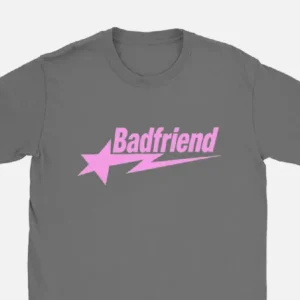 Bad Friend Letter Print Shirt Dark Grey/Pink