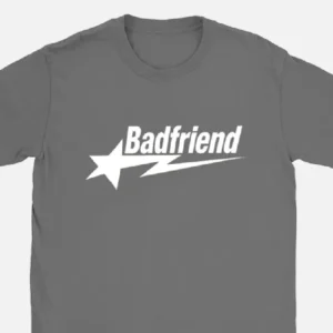 Bad Friend Letter Print Shirt Dark Grey/White