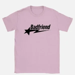 Bad Friend Letter Print Shirt Pink/Black