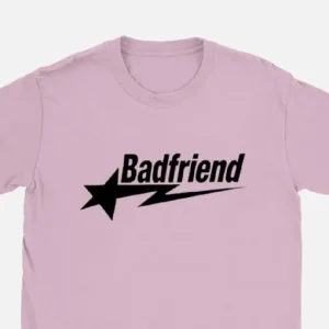 Bad Friend Letter Print Shirt Pink/Black