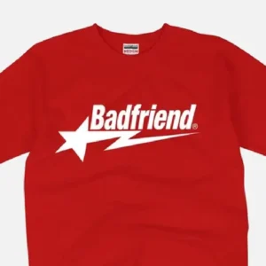 Bad Friend Letter Print Shirt Red/White