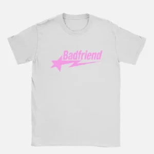 Bad Friend Letter Print Shirt White/Pink