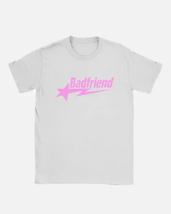 Bad Friend Letter Print Shirt White/Pink