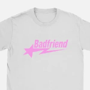 Bad Friend Letter Print Shirt White/Pink