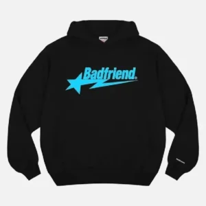 Bad Friend Letter Printed Hoodie Black/Blue