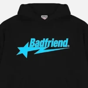 Bad Friend Letter Printed Hoodie Black/Blue