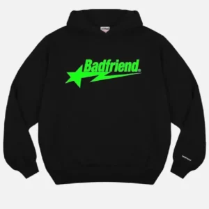 Bad Friend Letter Printed Hoodie Black/Green