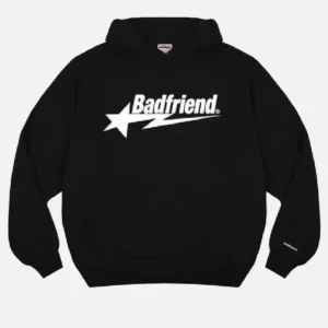 Bad Friend Letter Printed Hoodie Black/White