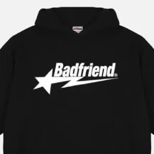 Bad Friend Letter Printed Hoodie Black/White