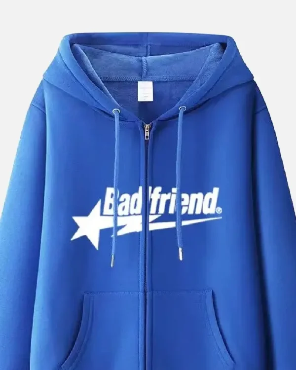 Bad Friend Zip Hoodie Blue