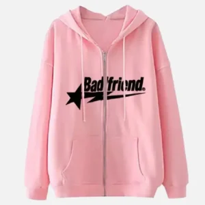 Bad Friend Zip Hoodie Pink