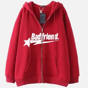 Bad Friend Zip Up Hoodie Red