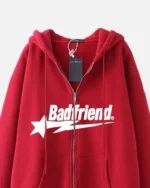 Bad Friend Zip Up Hoodie Red