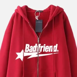 Bad Friend Zip Up Hoodie Red